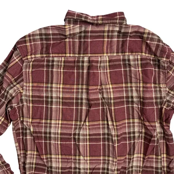 G.H. Bass & Co. Mens Large‎ Burgundy Plaid Button Up Long Sleeve Casual Shirt - Picture 8 of 8